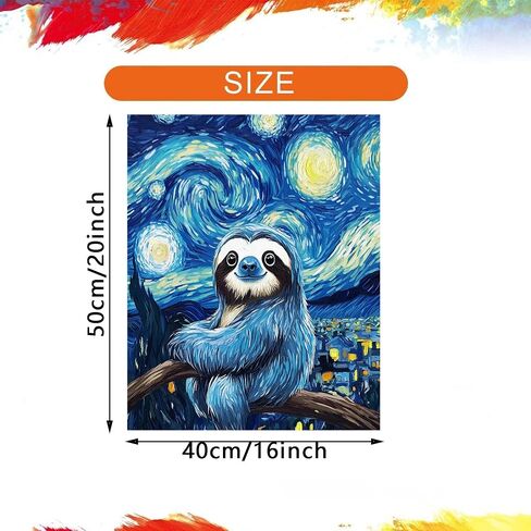 Sloth Sitting on a Tree Trunk Paint by Number Kits for Adults, Starry Night Scenery Paint by Number for Beginner, Funny Animal Acrylic Oil Painting for Gift Home Wall Decor(16×20inch, Unframe) in Kuwait