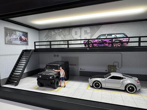 Hot Diecast Wheels Display Case - 1/64 Scale Die-cast Model Car Display Case with LED Light and Acrylic Cover, Mezzanine Parking Garage(1/64-M-86) in Kuwait