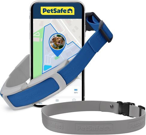 PetSafe Guardian GPS + Tracking Dog Fence Collar, GPS Dog Collar Fence System with App, Waterproof Rechargeable Collar, Tracking Collar for Medium and Large Dogs (Blue/Gray), Subscription Required in Kuwait