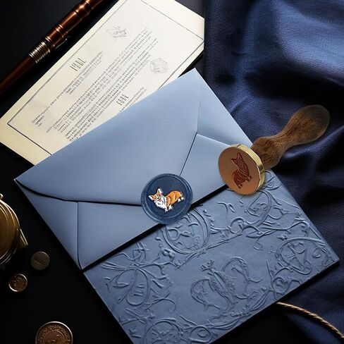 Corgi Wax Seal Stamp 1" Dog Vintage Sealing Stamps Removable Brass Head Seal Stamp with Wooden Handle for Envelope Greeting Card Wedding Invitations Wine Package Gift Wrapping in Saudi Arabia