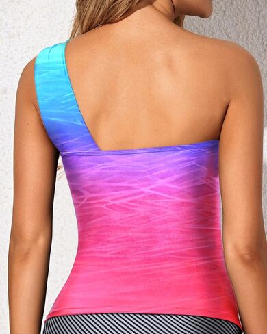 Tempt Me Women Tankini Top Swim Tops Ruched One كتف ثوب السباحة ملابس السباحة قمم فقط in Kuwait