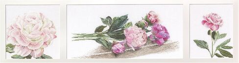 Thea Gouverneur - Cross Cross Stitch Kit - Peonies - Aida - 18 Count - مجموعة تطريز للبالغين - مؤشرات ترابط التطريز DMC وغيرها in Saudi Arabia