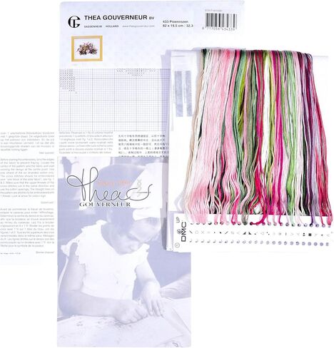 Thea Gouverneur - Cross Cross Stitch Kit - Peonies - Aida - 18 Count - مجموعة تطريز للبالغين - مؤشرات ترابط التطريز DMC وغيرها in Saudi Arabia