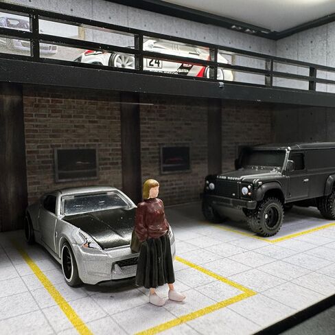 Hot Diecast Wheels Display Case - 1/64 Scale Die-cast Model Car Display Case with LED Light and Acrylic Cover, Mezzanine Parking Garage(1/64-M-86) in Kuwait