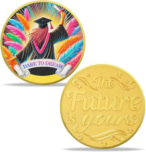 2025 Graduation Gift Coin for Men & Women, Graduation Challenge Coin for Success, 2025 Inspirational Graduation Gift for University College Middle High School Graduate, Achievement Encouragement Gift in Kuwait