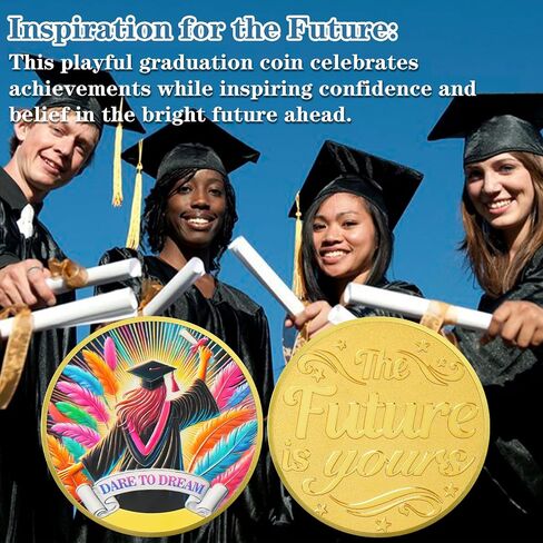 2025 Graduation Gift Coin for Men & Women, Graduation Challenge Coin for Success, 2025 Inspirational Graduation Gift for University College Middle High School Graduate, Achievement Encouragement Gift in Kuwait