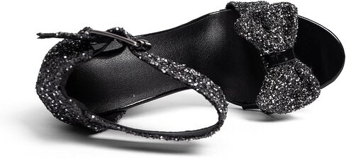 GATUXUS Women's Chunky High Heels Sandals Glitter Bow Open Toe Ankle Strap Block Heel Dress Shoes in Kuwait