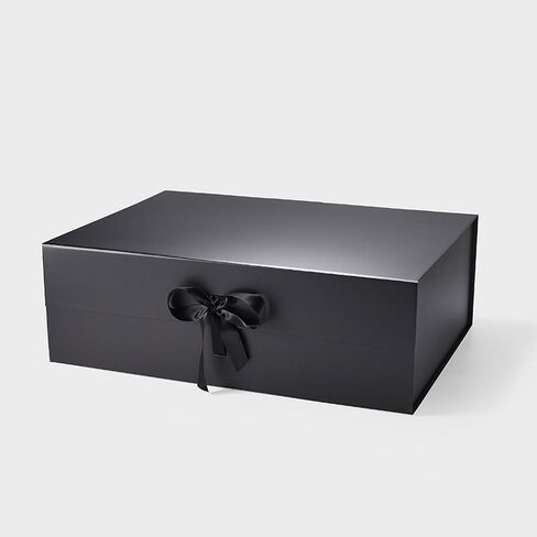 Geoto 23.6x17.3x7.87in xxl صناديق هدايا مغناطيسية كبيرة ، مربع فاخر كبير قابلة للطي للتغليف الحالي بالجملة (أسود) in Kuwait