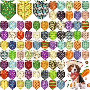 72 PCS Mexican Dog Bandanas Bulk Cinco de Mayo Bandanas للكلاب القابلة للتعديل قابلة للغسل المثلث الأليفة وشاحًا ناعمًا كيرشيف مريلة للملحقات المكسيكية للحيوانات الأليفة