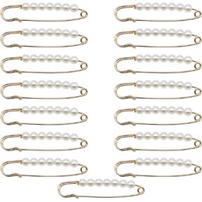 15pcs دبابيس بروش لؤلؤة دبابيس ديكور للملابس ، دبوس السلامة لؤلؤة أزياء للنساء ، دبابيس السلامة مع زخرفة اللؤلؤ ، مقطع سترة زخرفية للسروال ، مقطع شال سترة كبيرة للفتاة