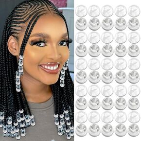 50pcs حبات الشعر واضحة حبات كبيرة لوك مجوهرات المجوهرات ملحقات الشعر ديكور الشعر للنساء مجموعة المجوهرات (الذهب والشفافة)