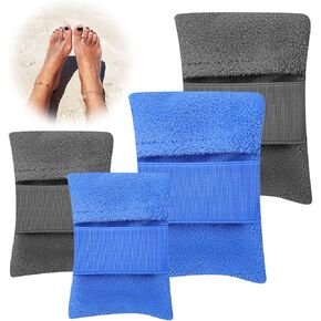 حقيبة إزالة الرمال Abnaok 4pcs ، مزيل الرمال للشاطئ ، فرشاة الرمال لأقدام الشاطئ ، مزيل الرمال Brush Vacation Camping Essentials خالية من التلك