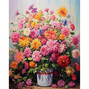 OKSGYTA Digital Painting Bright Flowers, Painting by Numbers Easy Large Art Activity Kit, Paint Arts and Crafts, 40x50cm, Without Frame