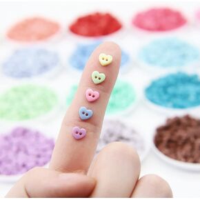6mm / 0.24" Tiny Heart Shape Buttons, Micro Mini Buttons, Perfect for Doll Clothes (10PCS)