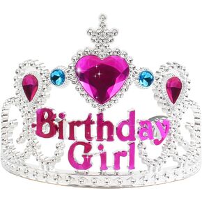 عيد ميلاد تاج للفتيات الصغيرات فتاة عيد ميلاد الفتاة الفضية الوردي الأميرة تاج مع كومز Princess الحفلات لوازم سعيد هدية تيارا هدية للأطفال الصغار الفتيات