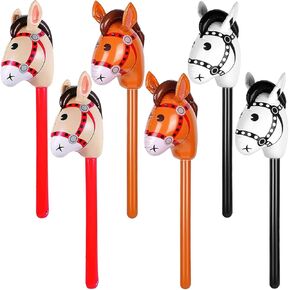 6pcs قابلة للنفخ الحصان - المهر/رعاة البقر الغربي/الحصان استحمام الطفل ديكورات حفلة عيد ميلاد قابلة للنفخ (أحمر ، بني ، أسود)