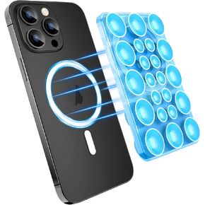 Silicone Suction Phone Case Adhesive Mount for Mag-Safe - Hands-Free, Strong Grip Holder（Transparent Pink