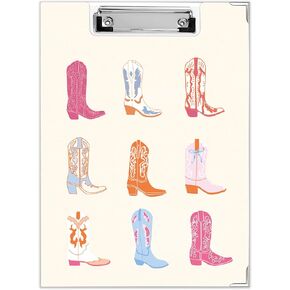 رعاة البقر الطويلة الحية الورقية الحافظة الغربية مع جيب التخزين لفصول المكاتب ، Preppy Western Boots Padfolio مع مقطع معدني للممرضات النساء ، 9.1x12.4 في
