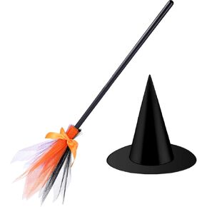 Sumind Halloween Witch Costume Accessory Plastic Witch Broom Kids Black Witch Hat Wizard Flying Flying for Halloween Cosplay (Mix Color ، Simple Style)