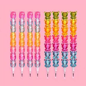 8 Pack Stackable Pencils Cute Animal Stacking Pencils for Writing Replaceable Multi-Point Pencil Kids Party Favors for Birthday Back to school Gift Stationery—Bears+Hamster
