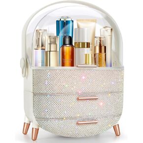 Bling Makeup Organizer for Teen Girl Gift,Hollywood Vanity Makeup Storage Box for Girl Birthday Gift,Practical Gift for Daughter,Bathroom Organizer,Skincare Organizer (Triple Pink)