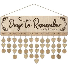 ARRICRAFT 1 مجموعة تقويم عيد ميلاد العائلة الخشبية ، أيام لتذكر اللوحة مع 100 pcs علامات DIY تعقب عيد ميلاد معلق لوحة 12x40 سم/4.7x15.5inch لأصدقاء الديكور المنزل