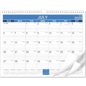 2025-2026 Calendar - 2025-2026 Wall Calendar, JUL 2025 - DEC 2026, 18 Monthly Wall Calendar 2025-2026 with Thick Paper, 14.8" x 11.5", Twin-Wire Binding + Hanging Hook + Ruled Blocks with Julian Date - Blue