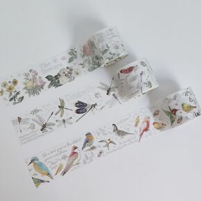 Vintage Dragonfly Floral Butterfly Botanical Washi Tape Wide Forest Masking Tape Nature Washi Tape for Scrapbooking Supplies, Junk Journal, Bullet Journaling, Art Crafts (Style1-3Pcs)