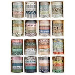 Yubbaex 80 Rolls Basic Washi Tape Set الأنماط المطبوعة اللطيفة التي تخفي أشرطة زخرفية إبداعية نحيفة للفنون ، الحرف اليدوية ، المجلات ، المخططون ، سجل القصاصات ، التفاف