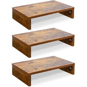 TEAMIX 3 PCS Rustic Brown Monitor Stand Wood