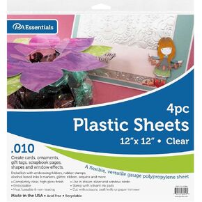 Accent Design Paper Accents Clear Plastic Sheets 12x12, .010" Thick, 4-Pack, Plexiglass Sheets, Acrylic Acetate Sheets for Crafts, DIY Projects, Painting, Picture Frames, Stencils & More