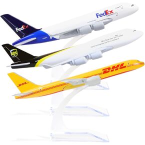 1/400 Cargo Planes Model kit, 3 Pieces All Metal Diecast Airplane Models with Stand 3 Classic Airlines Boeing & Airbus Model Plane for Gift or Desktop Display (L: 5.7-6.3 in)