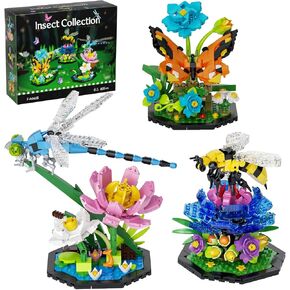 أفكار مجموعة بناء مجموعة الحشرات ، 855 PCS مشروع الاسترخاء لمحبي الزهور النباتية ، نماذج عرض Butterfly Dragonfly Bee ، هدايا ألعاب بناء الحشرات وديكور الطبيعة للبالغين الفتيان