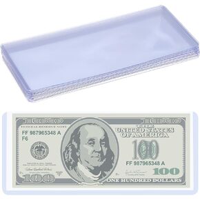 10pcs الأكمام الفاتورة PVC واضحة ، 6.81 × 2.95 بوصة واقيات من العملة الشفافة ، حاملي الملاحظة المقاومة للماء للعرض ، التخزين ، التجميع ، التصميم العلوي لسهولة الوصول
