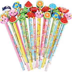 Derayee 24pcs أقلام الرصاص اللطيفة مع ممحاة فاكه