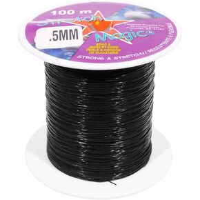 Craft County Stretch Magic Scipel Cord (Black ، 0.5mm × 100 متر)