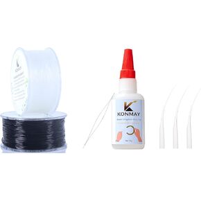 KONMAY 1.2mm Stretchy Bracelet Making Kits, Include 2 Rolls Stretchy Bracelet String, 50g Bracelet Glue for Elastic Knot Fixing Drip, Beading Needles