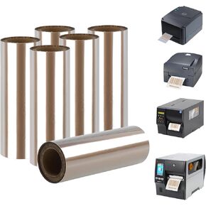4.33 '' x 328 'شريط راتنجات الراتينج الممتاز ، gcore 110mm × 100m شريط ختم حار ، شريط النقل الحراري ، core 1' ، متوافق مع zebra tsc godex argox ، 1 لفة ، الذهب الأحمر المعدني