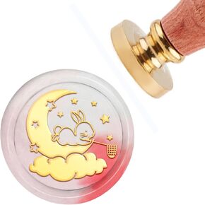 CRASPIRE MOON BUNNY WAX SEAL SEAL RABBIT 30MM 1.18INCH REAVERABLE BRASS HEAD SEATING مع مقبض خشبي لدعوات زفاف عيد الفصح الهدية التفاف الشكر