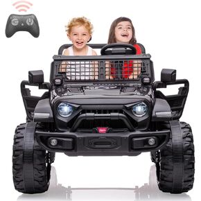 24 فولت 2 Souters Kids ركوب على شاحنة مع التحكم عن بعد ، 20 "مقعد كبير + 15.5" ، سيارة كهربائية السيارة مع ضوء LED ، مساحة تخزين كبيرة ، حامل الزجاجة ، الموسيقى ، القرن ، USB لمدة 3-8 سنوات (أحمر)