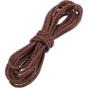 PATIKIL 3.3 Yards Braided Leather Cord, 6mm Round Braided Faux Necklace Cord Bolo Tie String for Necklace Crafts Beading Braiding, Light Gray in Kuwait