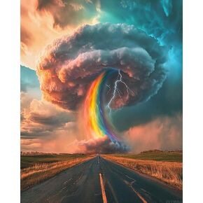 الطلاء Zuvrdiai بأرقام أرقام للبالغين Tornado DIY لوحات زيتية Canvas مجموعة الطلاء الاكريليك مجموعة الطلاء المناظر الطبيعية من قبل أرقام مجموعة للمبتدئين ومثالية للديكور المنزلي 16x20 بوصة