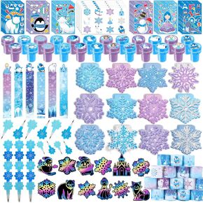 Benlouis 108pcs Frozen School Settiky Party Forms Favors Winter Snowflake Snowshered Home Gains Gwhards Bulk للطلاب