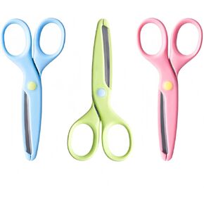 3PCS Kids Safety Scissors Hard Hard Hard Kids Comfort Grip ، Great for DIY ، Arts ، Home ، School Classroom Supplies (Pink+Blue+Green)