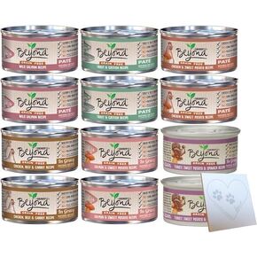 Huge Variety Pack for Beyond Pate & Gravy - All Six Flavors: Salmon, Trout, Chicken & Beef, Salmon & Sweet Potato, Turkey & Sweet Potato, and Chicken & Sweet Potato (3oz each, 12 cans total)