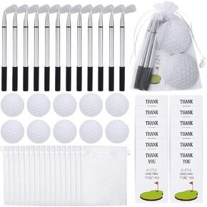 12 Sets Golf Ballpoint Pen Golf Pads Thank You Cards and Bags Golf Club Props Funny Sports Golfing Pen Black Gel Ink Golfing Pen for Men Women Golf Party Office Coworkers Stationery