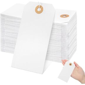 100pcs علامات فارغة مع سلسلة علامات تعليق بيضاء 4.72 '' × 2.36 '' 'علامات الهدايا مع سلسلة متصلة للهدايا ، والملابس ، والشحن ، والتجزئة