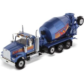 Diecast Masters 1:50 Scale Western Star 4900 with Lift Axle and McNeilus BridgeMaster Mixer | Real Truck Specifications | Transport Series | Metallic Blue Model 71075
