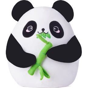 Large Panda Plush Pillow Stuffed Animal Toy,Big Size Cute Soft 12" Fat Kawaii Hugging Cuddle Huggable Plushie,Gift for Kids (Panda)
