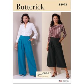 Butterick Misses 'Brages Wide Leg Pants Packet by Palmer/Pletsch ، Code Code B6973 ، أحجام 18-20-22-24-26 ، متعدد الألوان ،